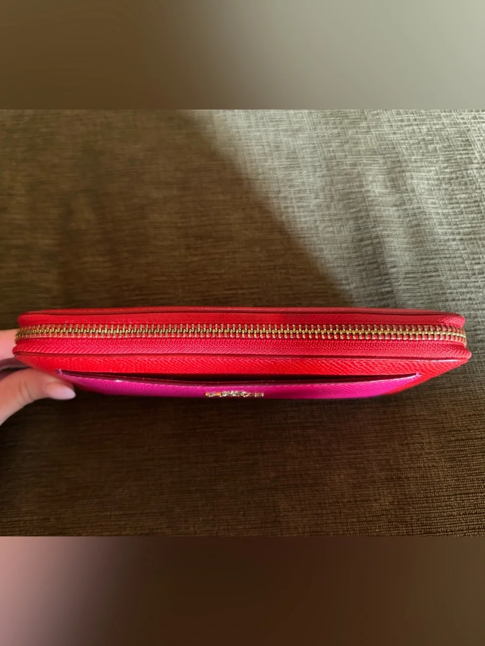 Coach Pink and Read Leather Long Wallet